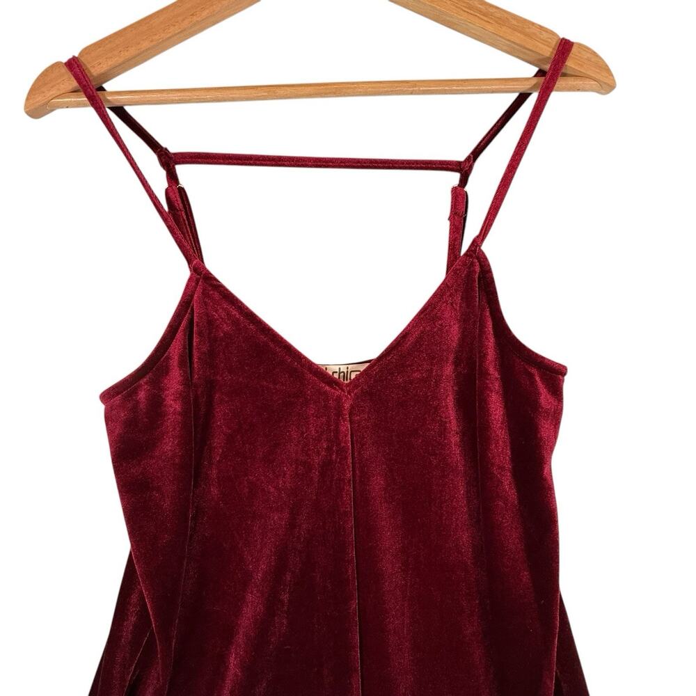 VTG Y2k Whimsigoth Burgundy Red Velvet Fit Flare Dress SIZE SMALL Womens Strappy - Picture 9 of 12